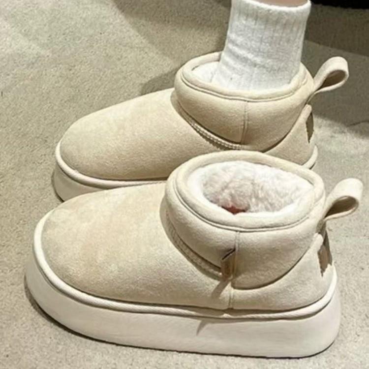 Women's Fashion Hundred Soft Sole Winter Warm Fur One Snow Boots Padded Lined Ankle Boots Non Slip Casual Cotton Boots Bread Shoes