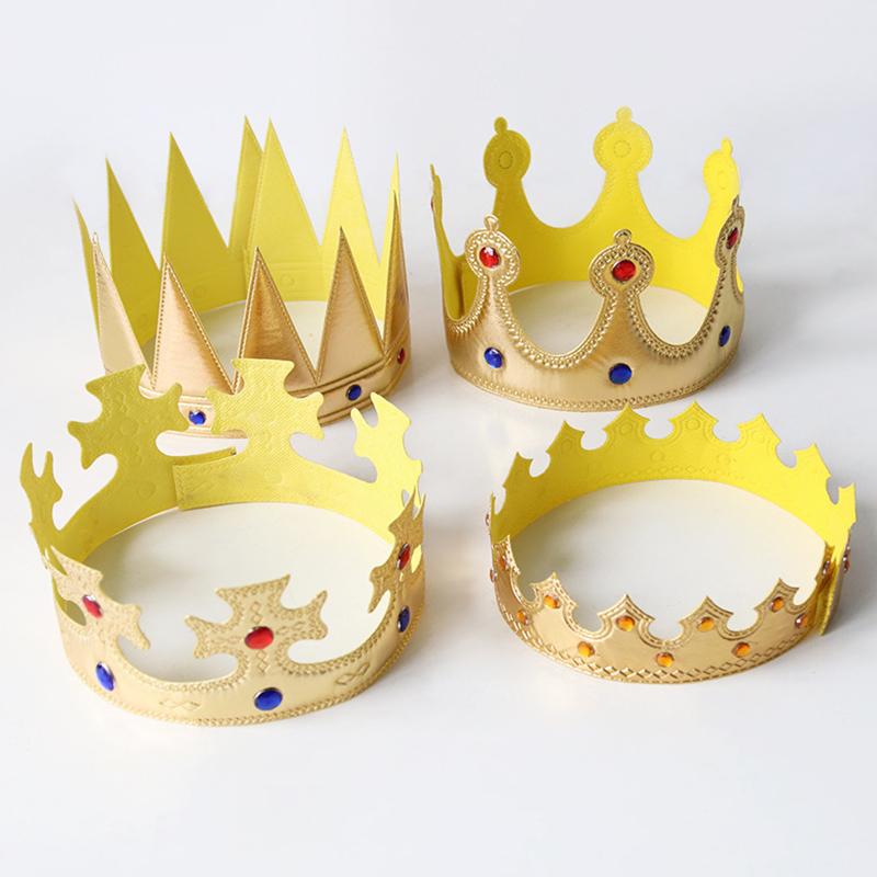 1pc Princess Prince Crown Hats Birthday Party Decor Golden Birth Cap Kids Children Parties Accessories Supply