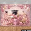 2D Flat Banner with Pink Rose Background - Starry Night Theme, Featuring "CONGRATULATIONS!"