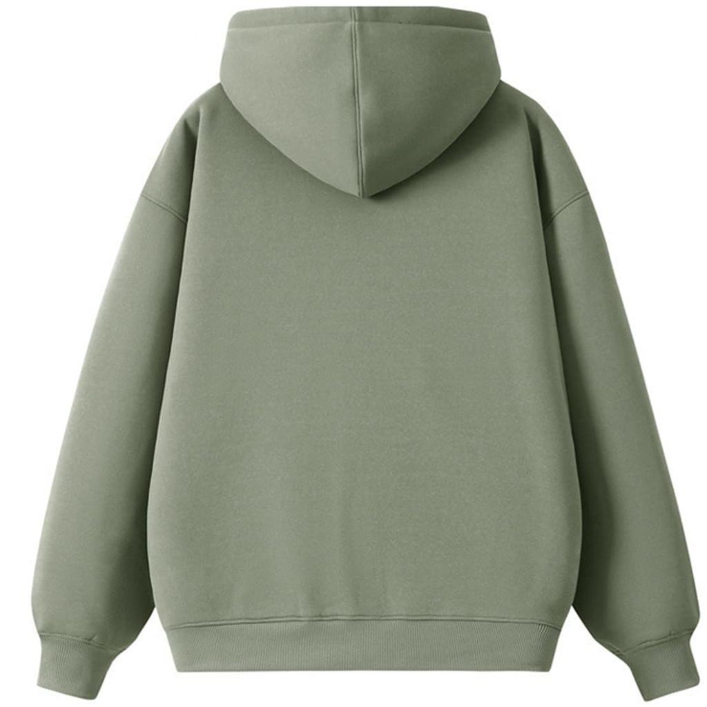 Long Solid Loose Plus Sizes [ODFMCE] Women's Fall/Winter Hoodie, Sleeve, Zip-Up, Fleece-Lined, Color, Stylish, Casual, Fit, (JP, Alphabet, 2XL, Beige)
