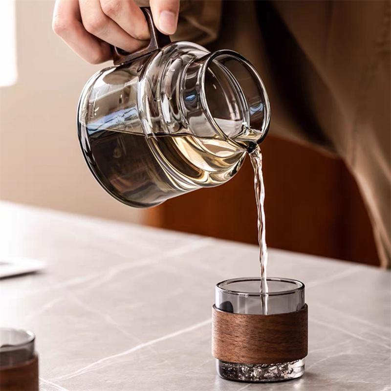 400ml Wooden Handle Glass Tea Mug with Strainer Heatproof Borosilicate Glass Teacup with Lid One Cup Tea Maker for Blooming Tea