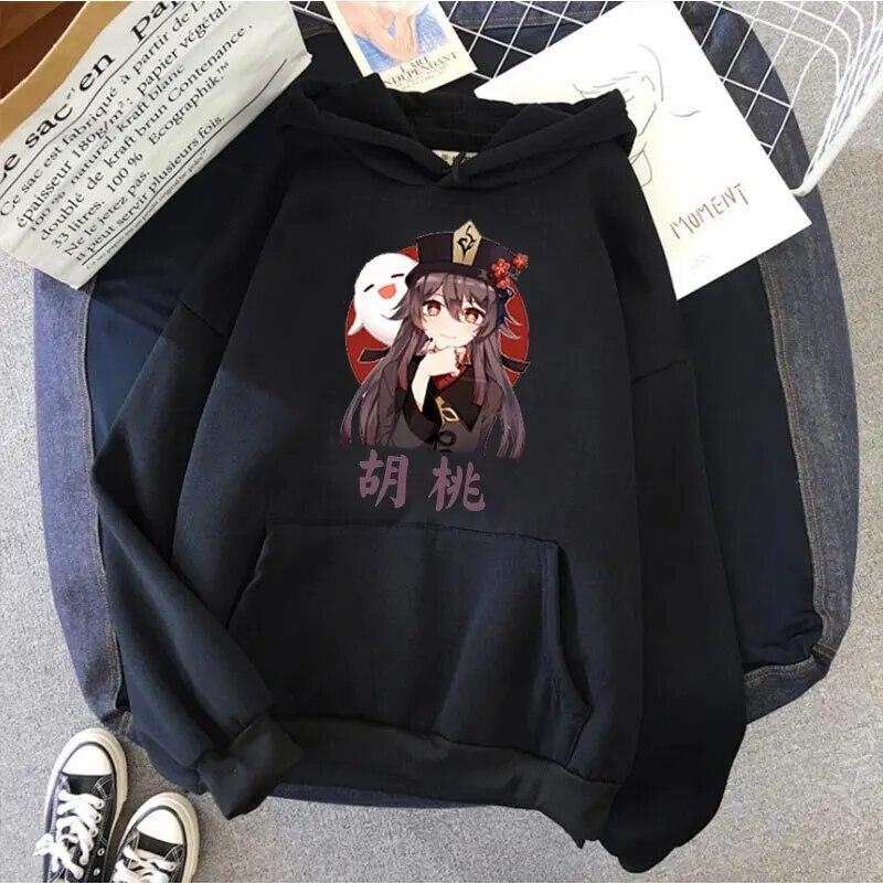 Neu in Genshin Impact Hu Tao Kawaii Hoodie Unisex Hoodies Damen Streetwear Sweatshirts Übergroße Trainingsanzüge Mädchenkleidung