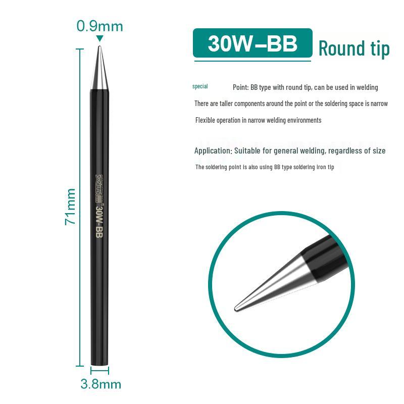 Electronic Welding 30W/40W/60W Pointed & Horseshoe Black Diamond Soldering Iron Tip