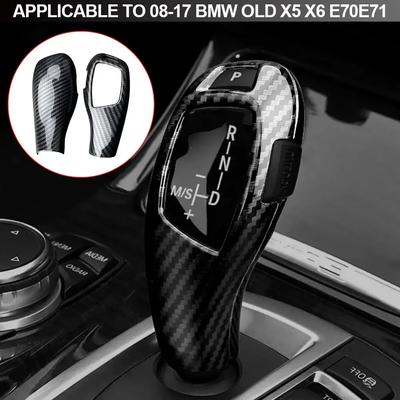 2Pcs/Set Fibra de carbono Car Gear Shift Knob Cover Trim Interior Acessórios Car Gear Shift Collars para BMW X5 X6 E70 E71 2008-2017