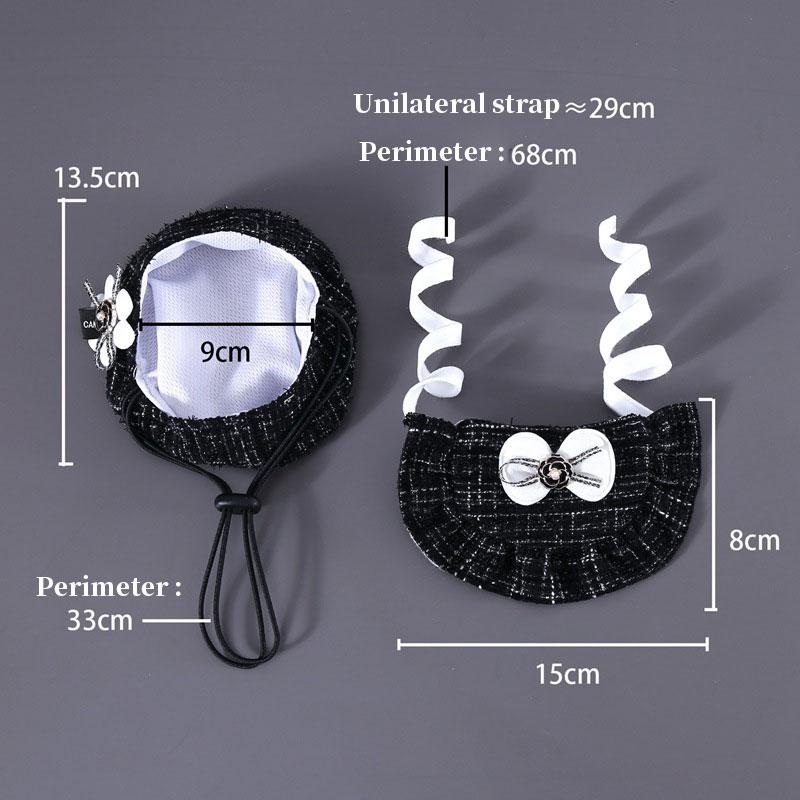 Cat Beret Suit Adjustable Flower Cat Dog Pearl Bow Bib Woven Pet Saliva Towel Wedding Party Bowknot Embroidery Princess Suit