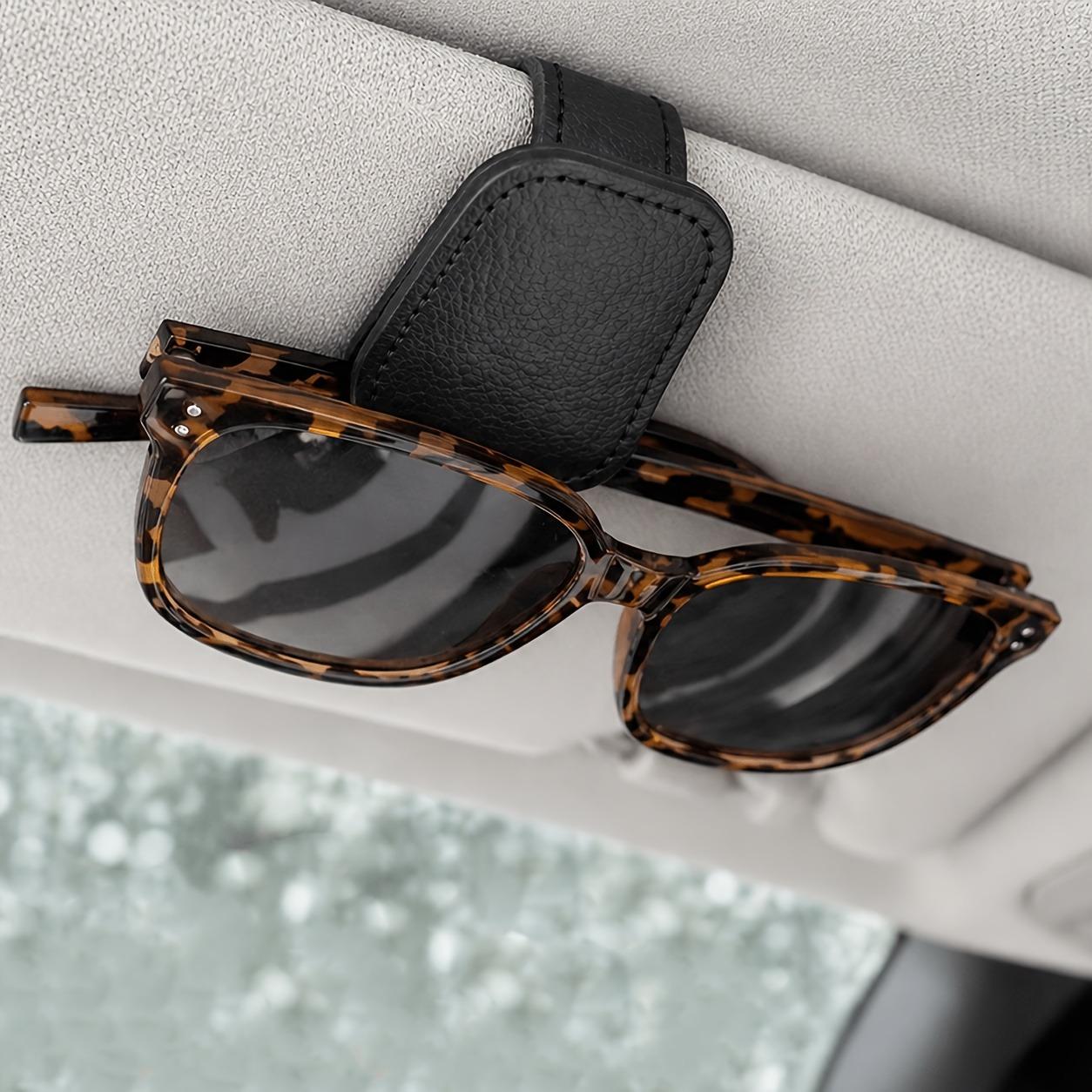Multifunctional Strong Magnetic Car Fashion Glasses Clip, Premium PU Leather Car Sun Visor Glasses & Ticket Storage Holder чёрный