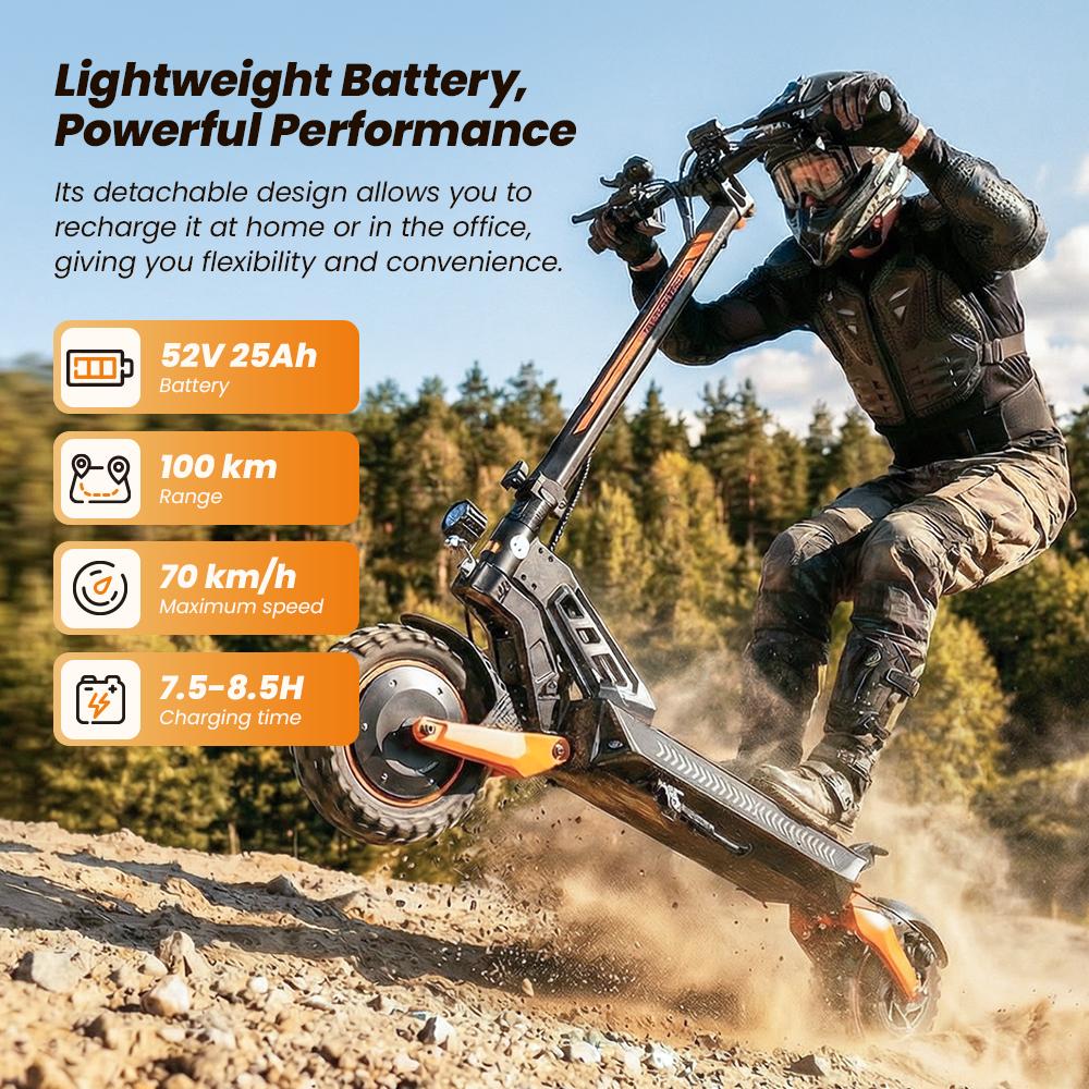 W12 Elektroroller 1500W*2 Doppelmotor 25Ah Akku 11'' Offroad-Reifen Doppelscheibenbremse Doppelfederung Geschwindigkeit 25KM/H Elektroroller
