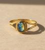 Natural Oval Labradorite Ring, Gold Vermeil Sterling Silver, Women's Promise Ring