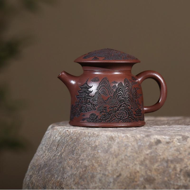 

350ml Yixing Purple Clay Teapots Handmade Old Fisherman Pot Raw Ore Purple Jade Gold Sand Kettle Zisha Tea Set Cafes Decoration
