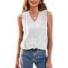 Canottiera Estiva da Donna a Colore Unito con Lavorazione ad Uncinetto in Pizzo Intrecciato Top Sexy con Bordi in Pizzo a Maglia