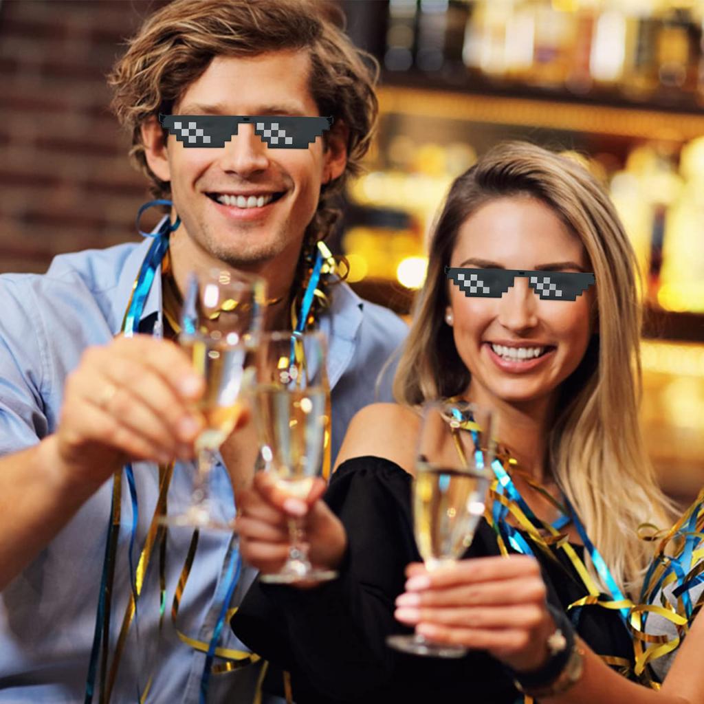 [Lorigun] Thug Life Sunglasses Pixel Mosaic Glasses Party Glasses MLG Shades (12 Pixels)