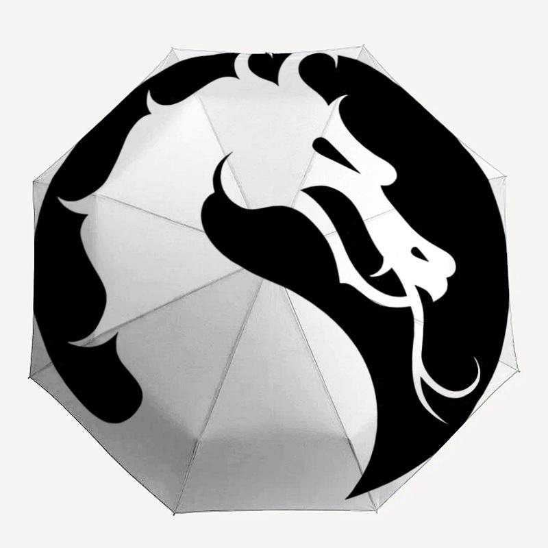 1pc Mortal Kombat Symbol Automatic Folding Umbrella - Sturdy 8-Rib Polyester Canopy,Sun-Defying Travel Companion yy251023132