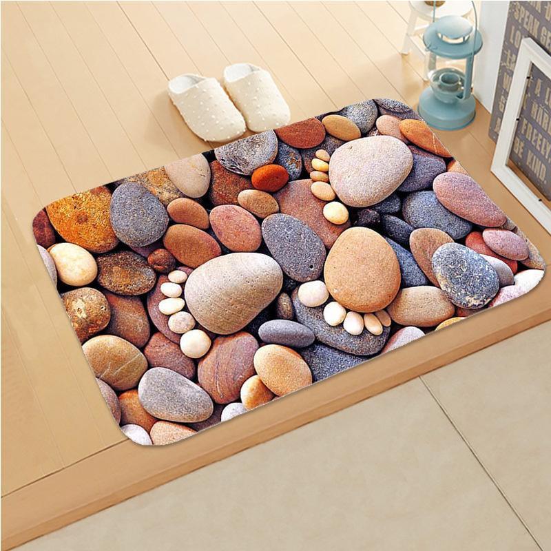 

Doormat Entrance Mat Footprint Pebble Stone Pattern Non Slip Print Floor Mat for Entryway Bathroom Kitchen Hallway 40cm x 60cm