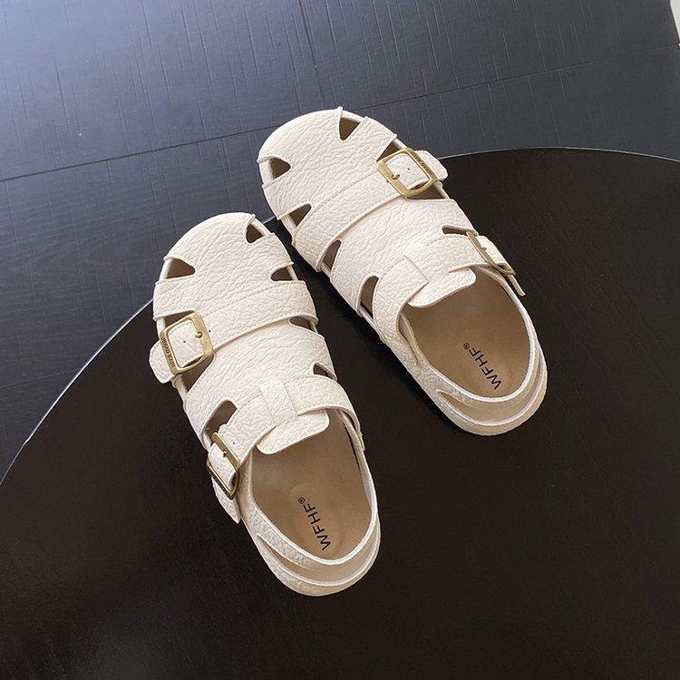 

Baotou sandals women s 2025 new summer with skirt woven breathable hollow Boken shoes pig cage Roman shoes 40