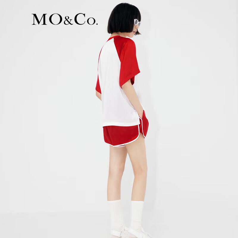 MO&Co. Women's Acetate Blend Contrast Trim Casual Shorts