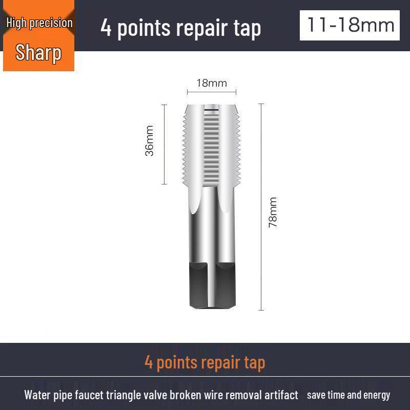 Double-Headed Screw and Broken Pipe Extractor with Four-Point and Six-Point Reverse Threads
