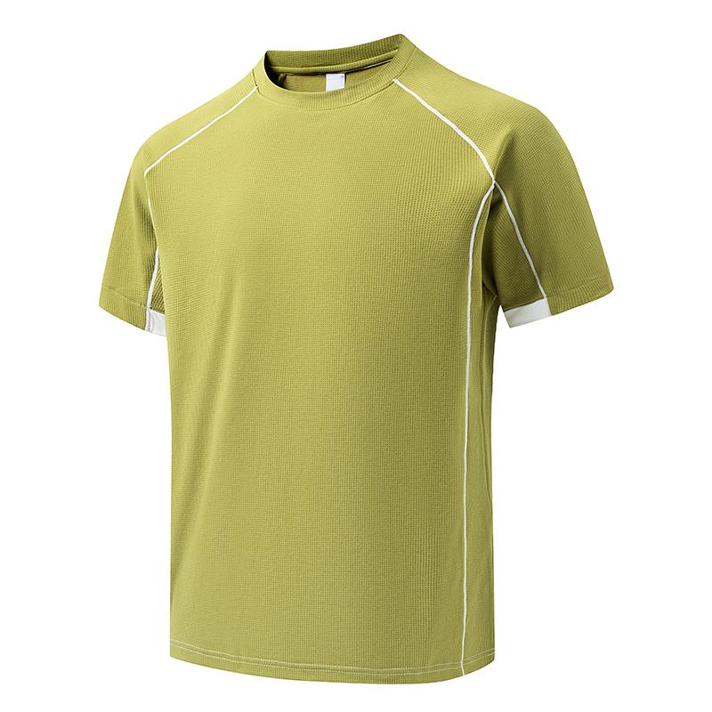 Round neck short-sleeved T-shirt, sun protection Disan Shu elastic small square fabric, simple design, short T-shirt