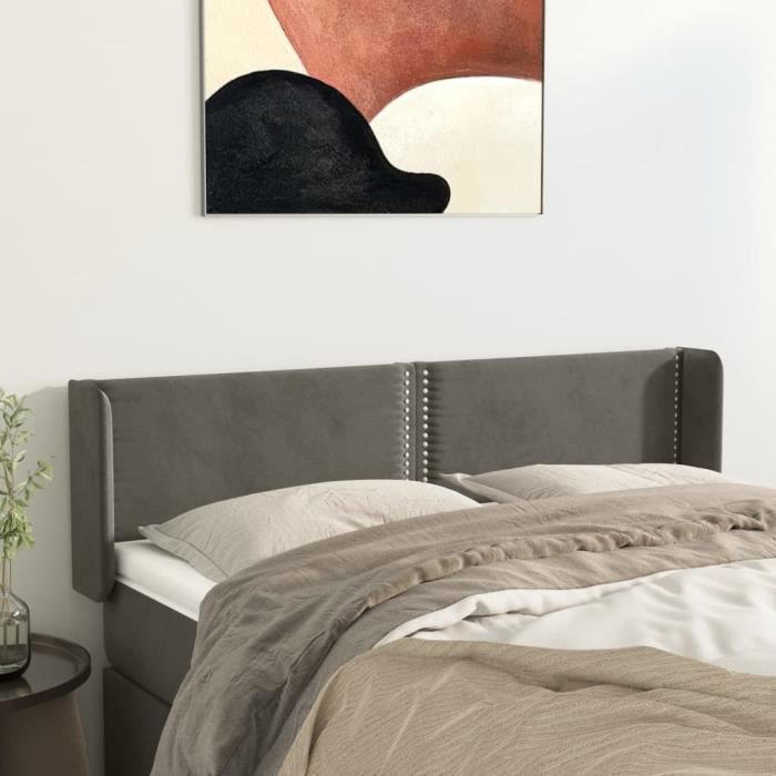 VidaXL Headboard with Ears Dark Grey 147x16x78-88 Cm Velvet3118677
