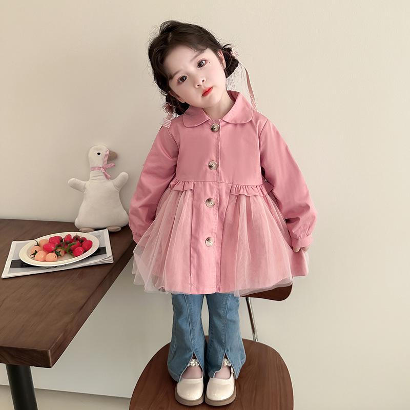 2025 Stilvoller Mädchen-Trenchcoat in mittlerer Länge für Frühling & Herbst