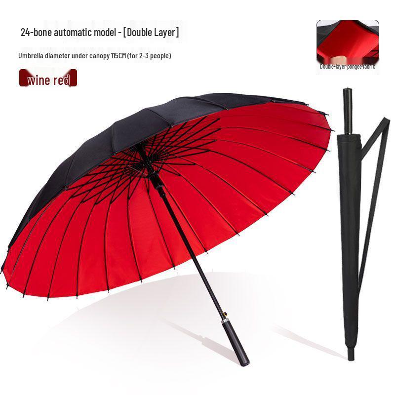 Extra Large Double Layer Men's Umbrella - 24 Bone, Long Handle, Reinforced, Thickened, Wind & Rain Resistant.