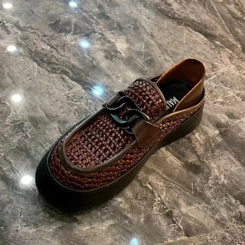 Black Brown Casual Business Loafers Man Platform Shoes Sandals Women Shoe Man Slip on Mules Half Shoes Man