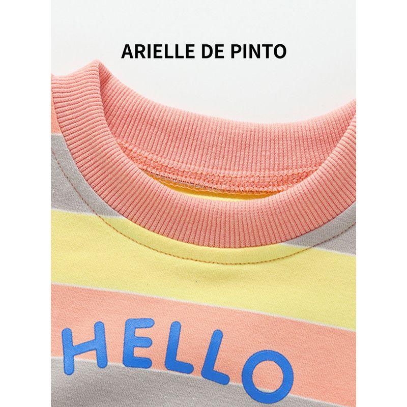 French Arielle De Pinto Girls' Suit Spring and Autumn New Casual Sports Rainbow Eye Sweatshirt Suit
