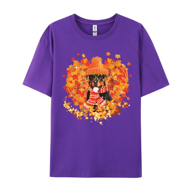 Rottweiler Dog Fall Pumpkin Autumn Tshirt Men Cute Printed Tshirts Adult Funny Tee Shirts Black Shirt Graphic Tees