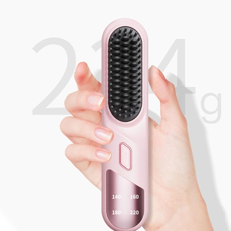 Small Travel Friendly Straightening Brush With MCH Ceramic Heating Technology And USB C Charging