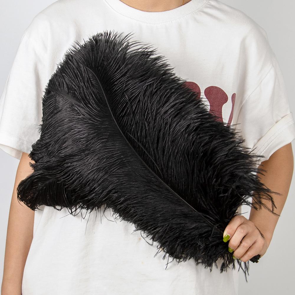 

10 шт. Большие страусиные перья 15-60 см для DIY поделок, свадебного стола, центрального декора, страусиные плюмажи, карнавальная вечеринка, сценические аксессуары, оптом 45-50cm чёрный