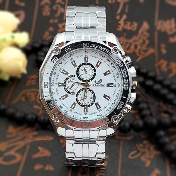 

Three Six Eyes Pin Steel Strip Wrist Watch Man Watch Quartz Watches Decoration Silver White