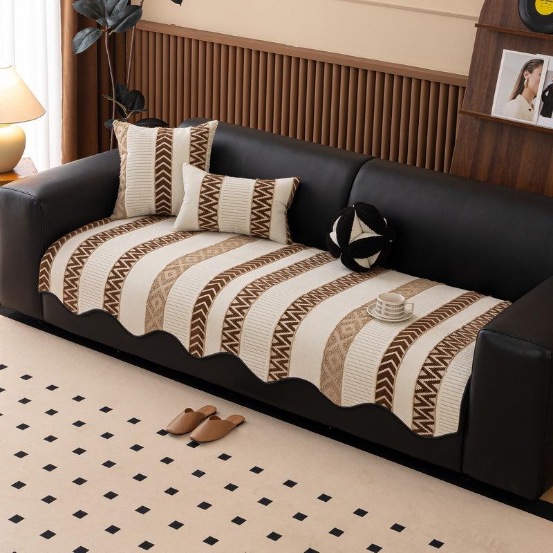 New Sofa Cover Cover Cloth Universal In All Seasons, Straight Row Non-Slip Seat Cushion, High-Grade Chenille Sofa Cushion
