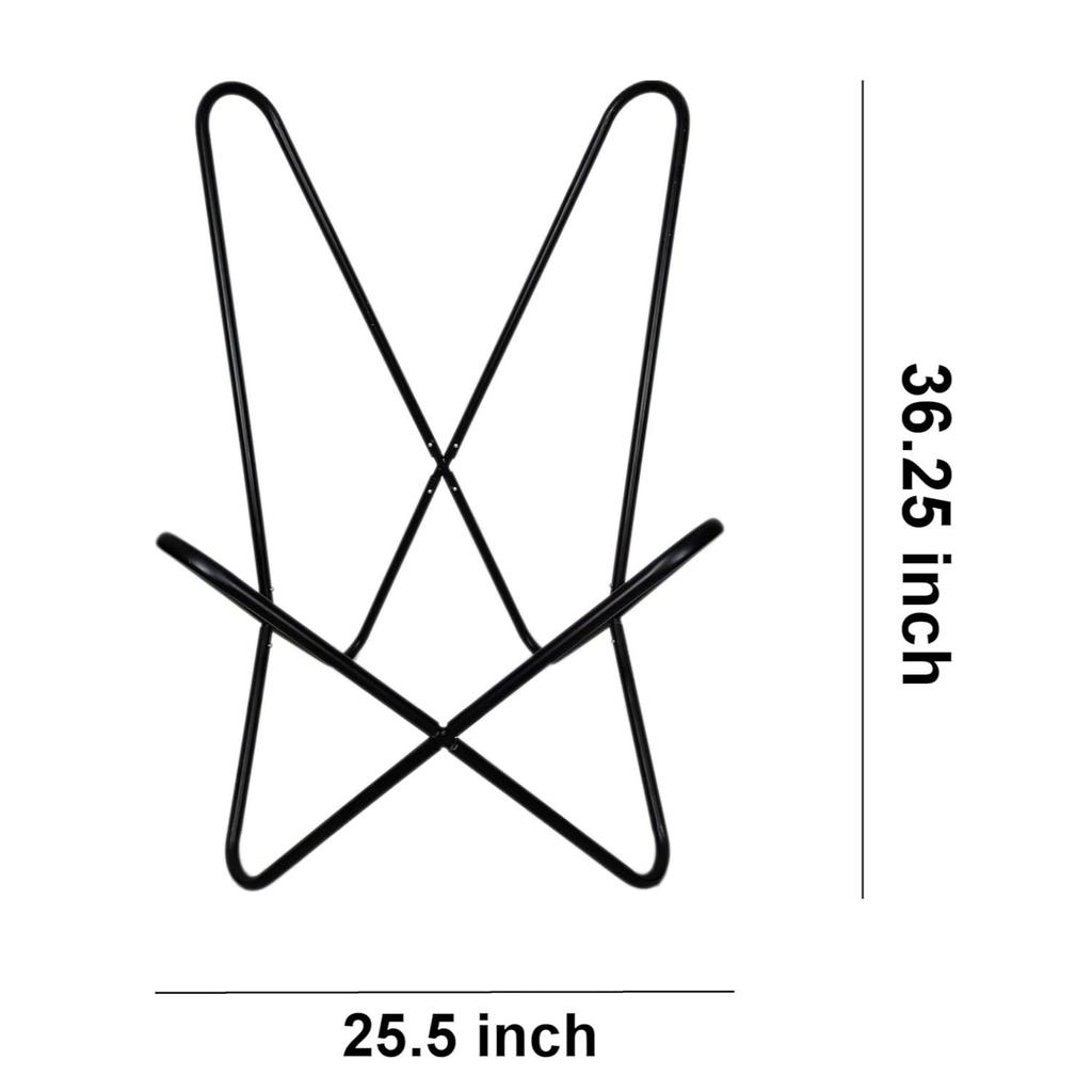 Folding Iron Butterfly Chair Stand – Indian Handmade Black Powder Coated Finish Iron Butterfly Chair Frame - Iron Openable Frame