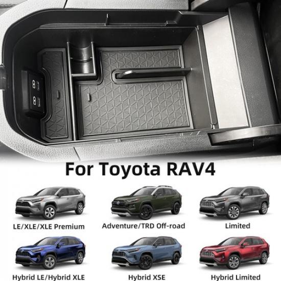 Armrest Storage Tray Box Black For -2024 Toyota RAV4 & -2024 RAV4 Prime
