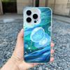 Marine Creature Jellyfish Phone Case For iPhone 16 15 Pro Max Plus 14 13 Mini 12 11 Pro Max Shockproof Laser Back Cover Fundas