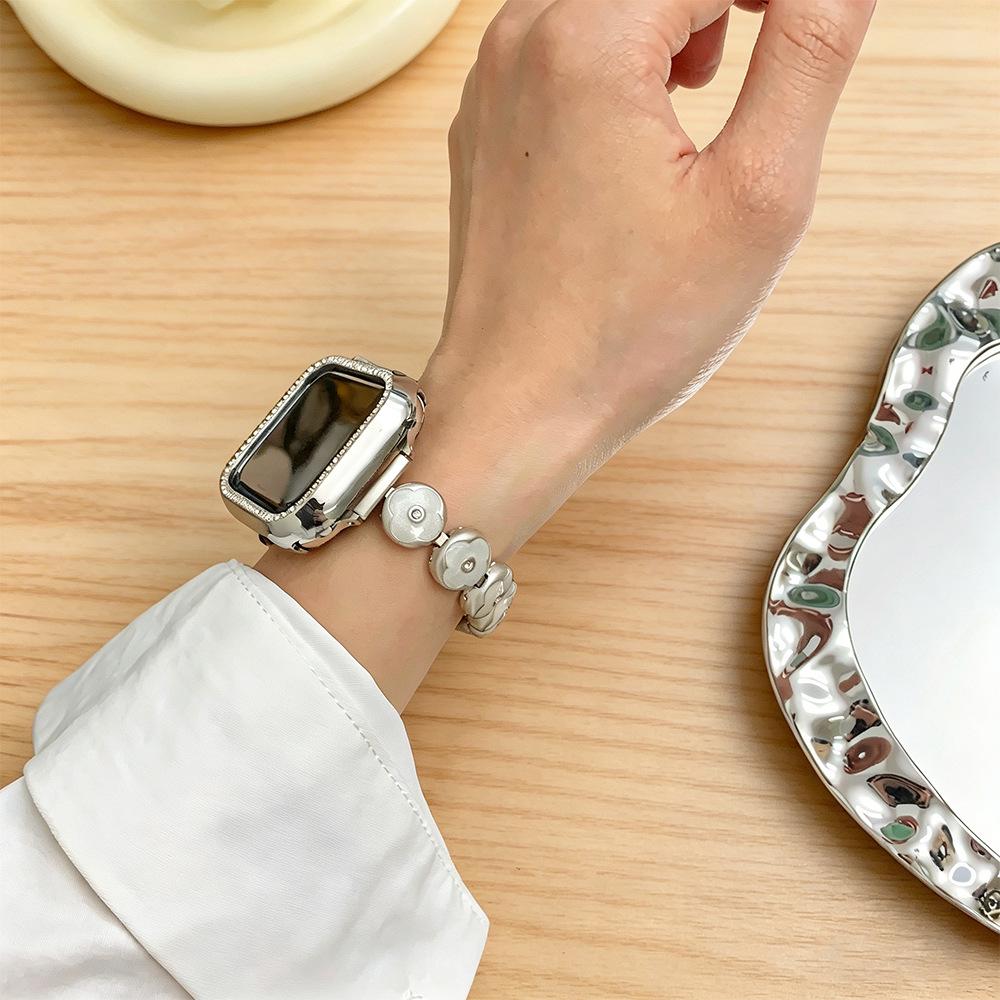 Compatible Bands for Apple S11, iWatch 109876SE, Huawei GT6, Xiaomi 9PRO - Round Bean Drip Glue, Small Flower Design