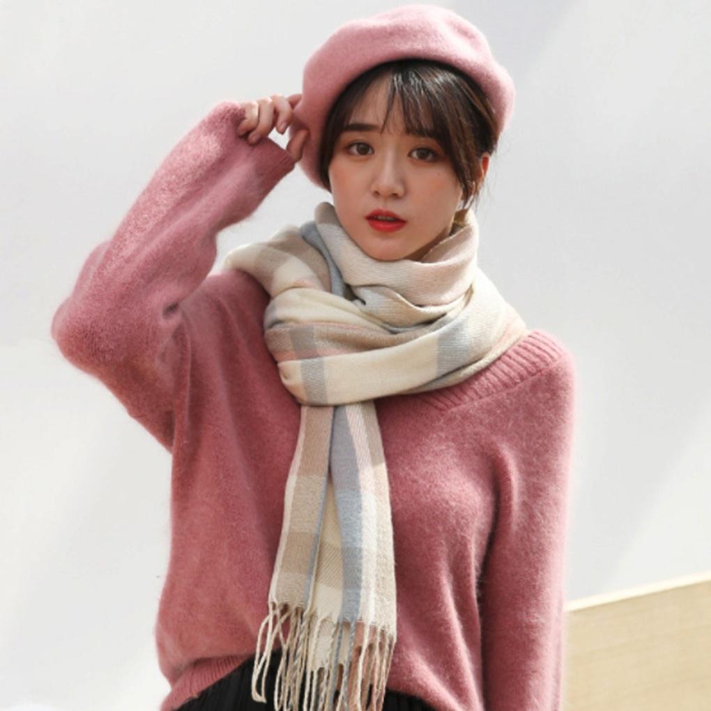 Cashmere Soft Check Muffler Winter Fashion Scarf