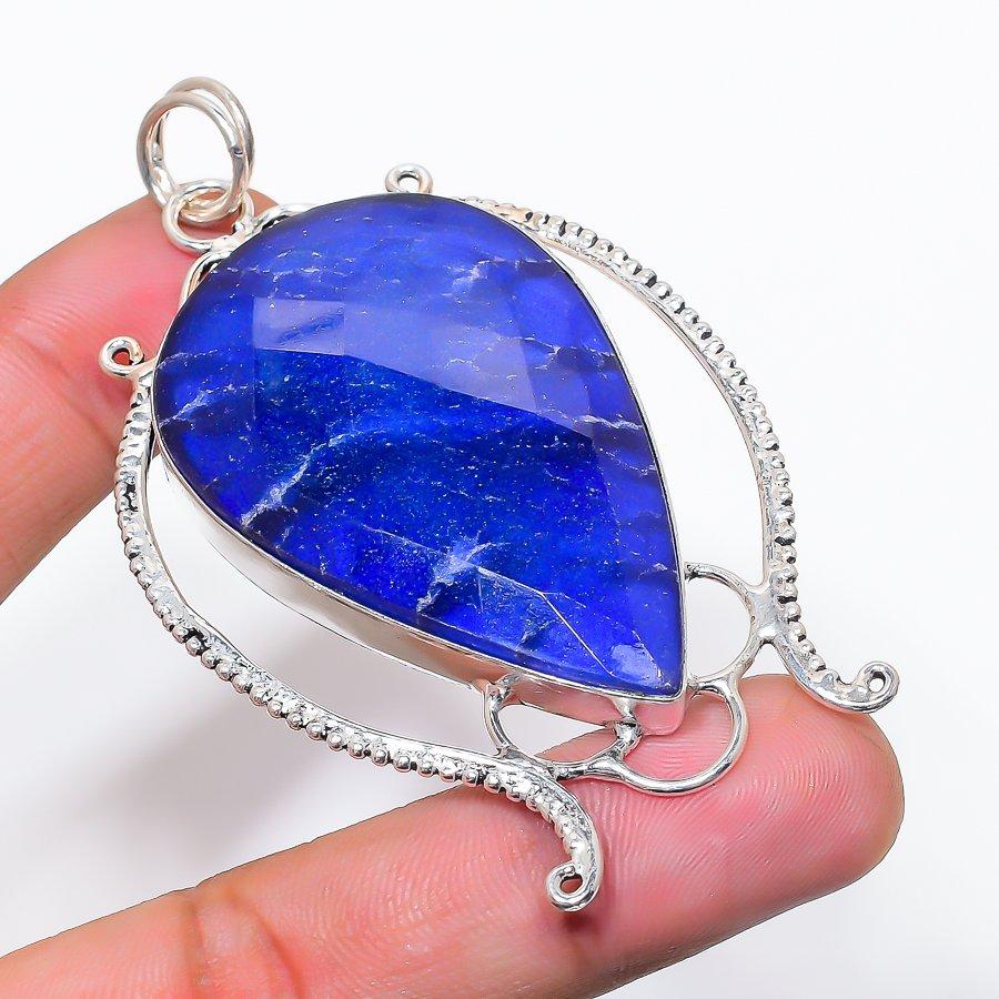 Burmise Sapphire(Simulated) Gemstone 925 Sterling Silver Jewelry Pendant 3.03  AP-14125