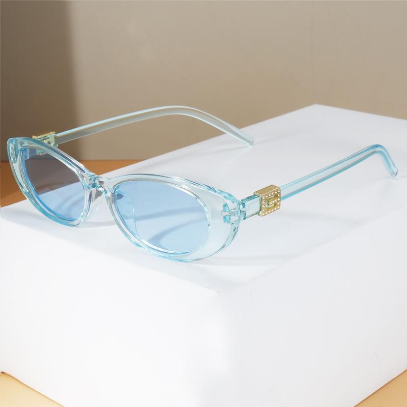 2Pcs Fashion Ladies Oval Sunglasses Outdoor Travel Versatile Accessories Celebrity Same-Style Eyewear Cndy Color Sun Glasses