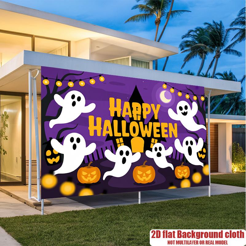 Party Backdrop Halloween Moon Flat Witch Pumpkin Event Photo Background Party Decor