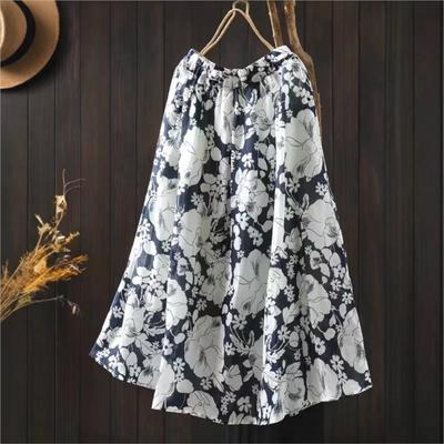Jupes Vintage Imprimées Florales pour Femmes Taille Élastique Tissus de Haute Qualité Jupes Larges d'Été
