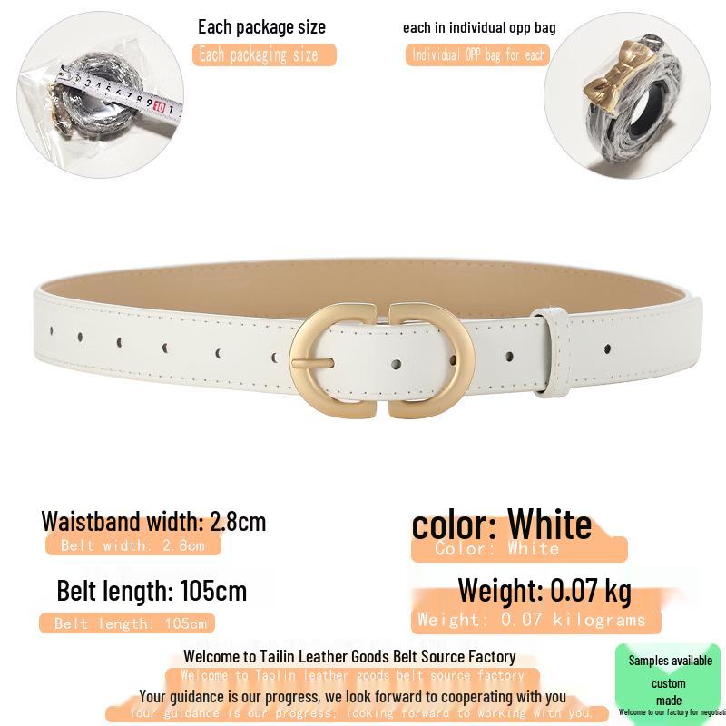 Dámský jednoduchý všestranný kožený pásek s kovovou přezkou—Korejský ležérní styl Pásek na džíny
