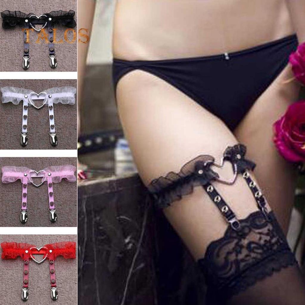 1Pc Women Girl Punk Gothic Heart-shape Ring Spikes Elastic Garter Belt Suspender Erotic Accessories