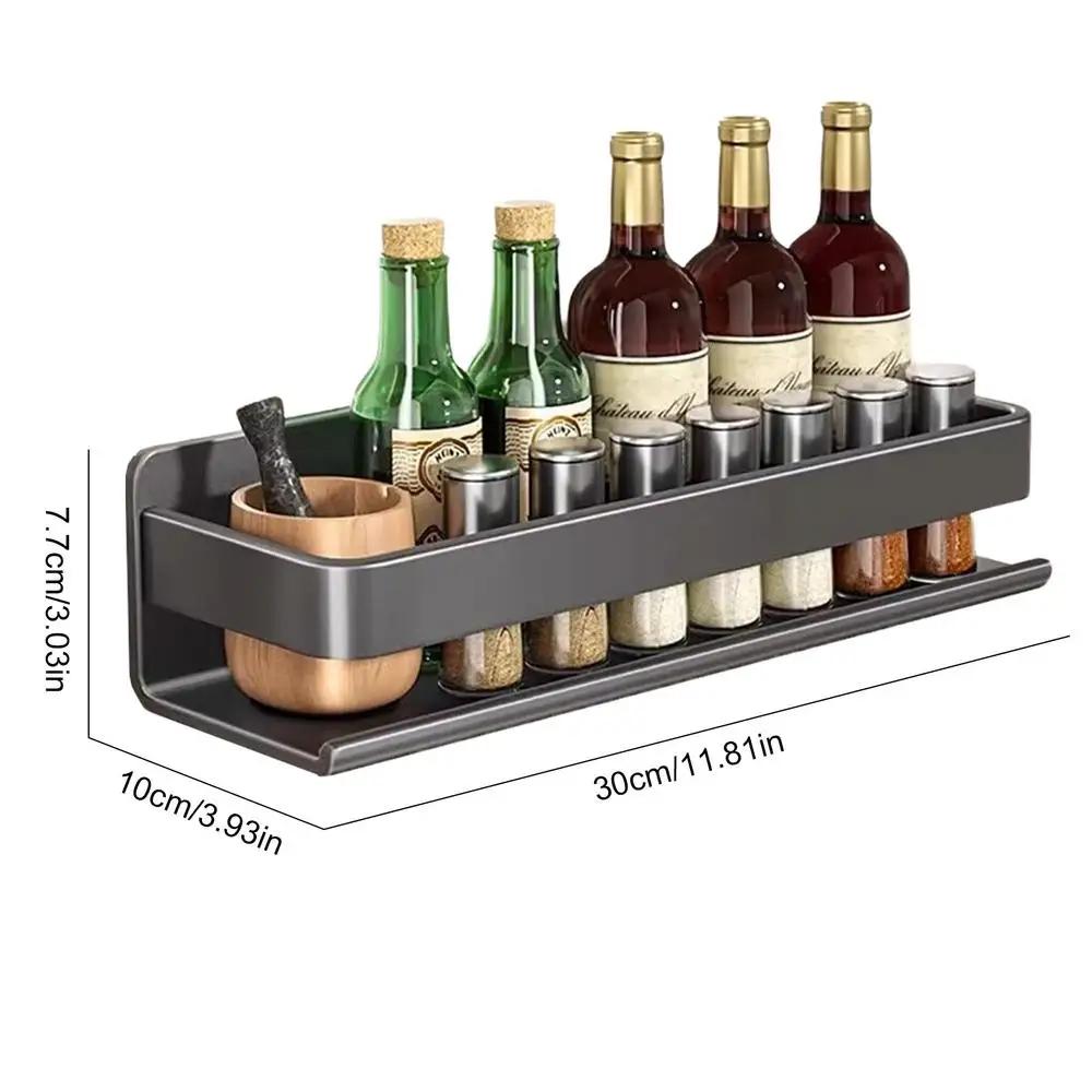Organizer do szafki Półka ścienna do spiżarni Samoprzylepny Bez wiercenia Metalowy regał Organizery łazienkowe Organizacja przypraw Banheiro