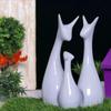Lucky Deer Statue Family Piano Finish Ceramic Figures Deer Couple showpiece Decorative Showpiece - 25 cm  (Polyresin, Grey)