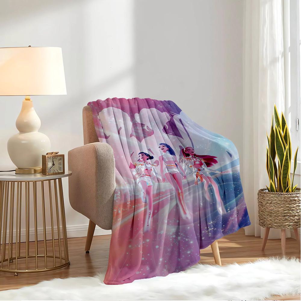 Gruppo di Ragazze Anime K-POP Coperta Morbida Calda delle Quattro Stagioni Copriletto Spesso a Maglia in Poliestere per Tutte le Stagioni per Letto, Campeggio, Viaggio Regalo Perfetto