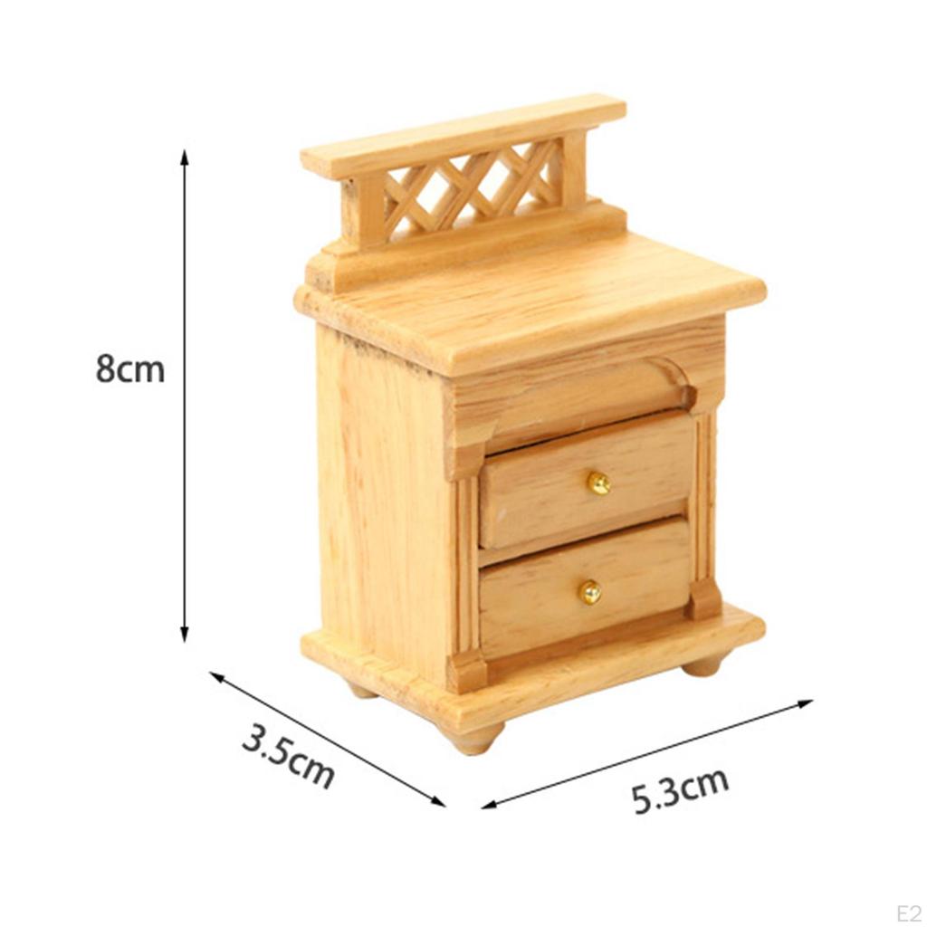 1:12 Scale Wooden Dollhouse Bedside Table Storage Drawer Cabinet Living Room Holiday Gifts Doll