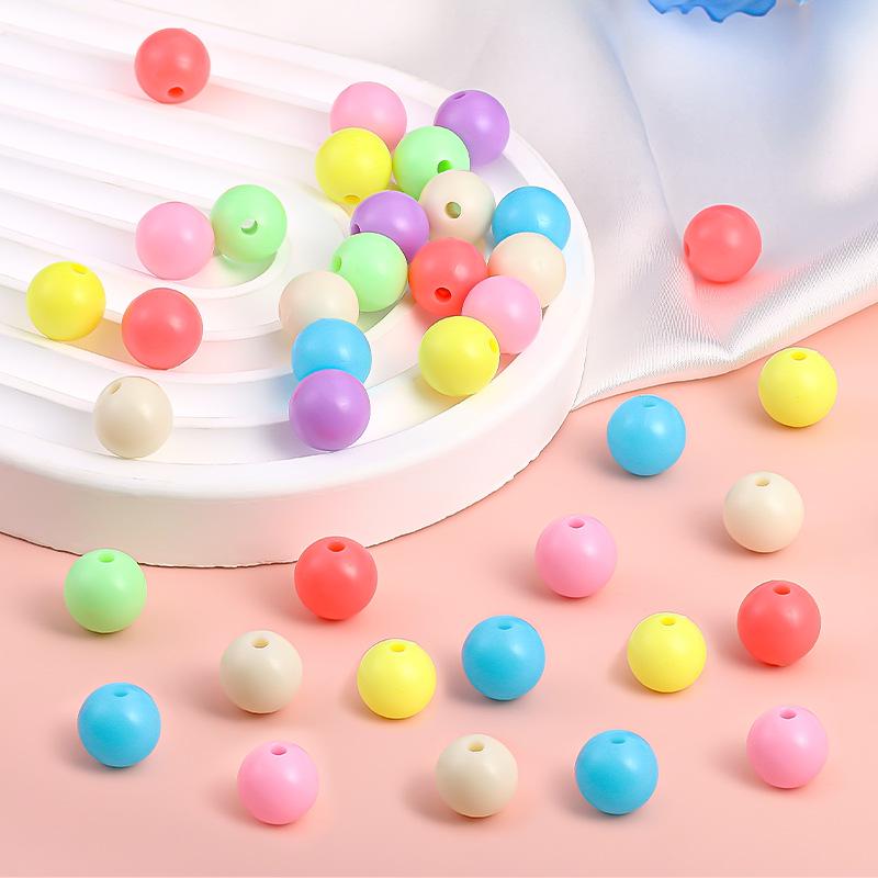 Solid Color Round Acrylic Beads for DIY Bracelets - Jewelry Accessories