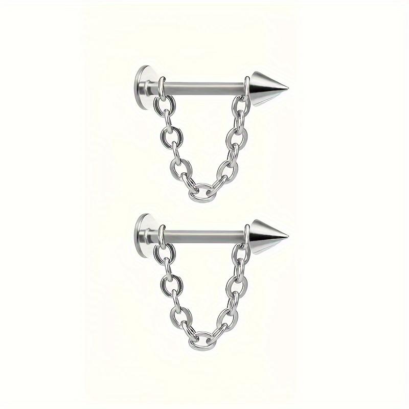 5pc Surgical Steel Chain Ball Lip Ring Set Nose Ring Cartilage Earrings Tongue Bar Lot Eyebrow Labret Body Piercing Set Jewelry