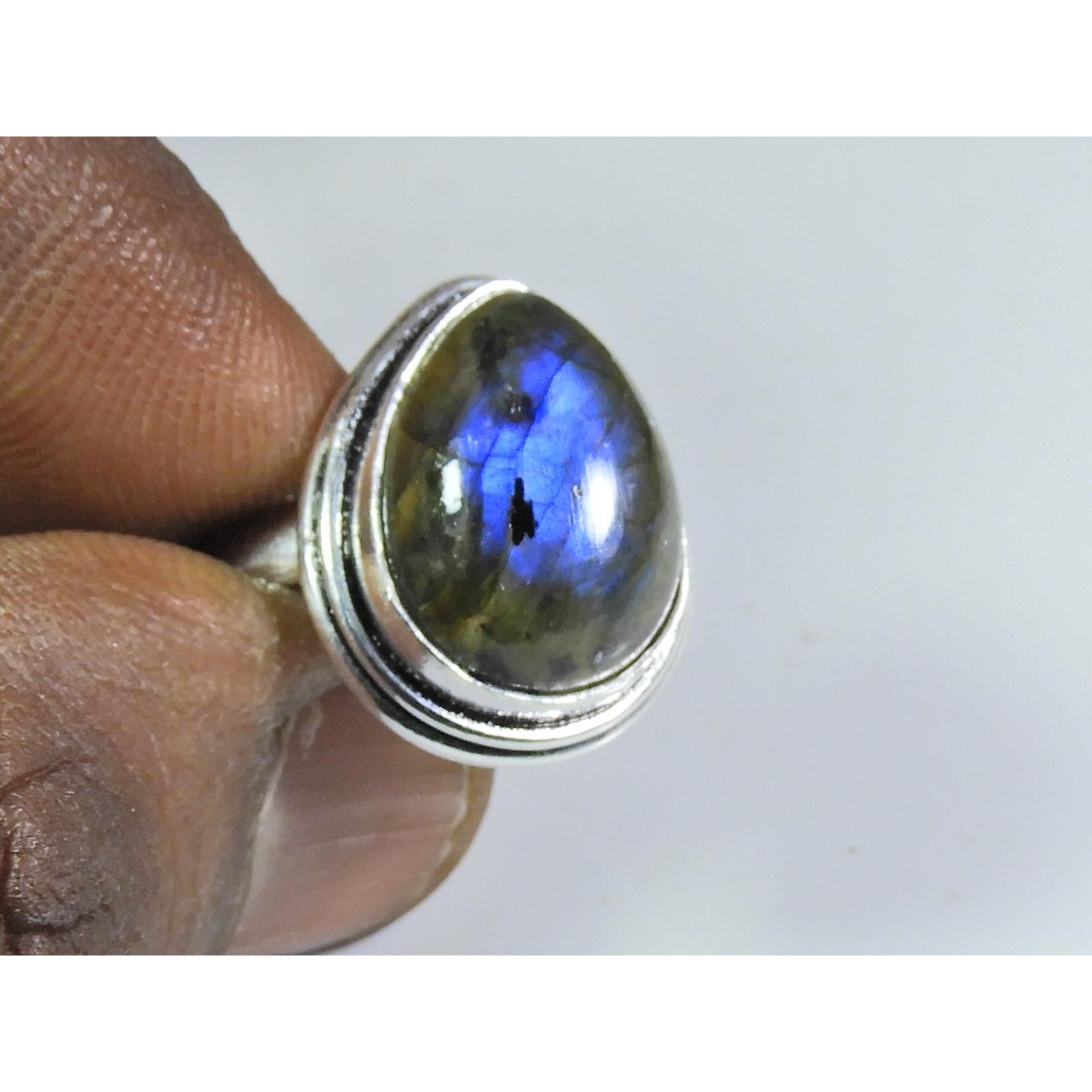 

Natural Blue Labradorite Gemstone 925 Solid Sterling Silver Ring Size US-8.5 PG-129