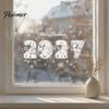 Nordic Style Winter Decor 4PCS 2027 Christmas New Year Static Window Clings, Snow Town Party Supplies Snowflake Stickers, Reusable Glass Decals